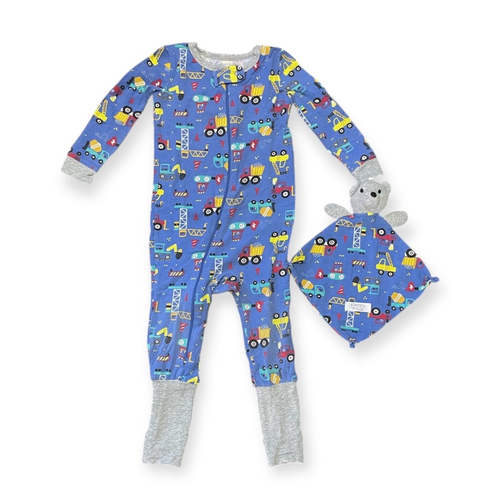 SLEEP ON IT One Piece Pajama Construction Vehicles Blue Baby Boy’s size 18M